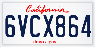 CA license plate 6VCX864