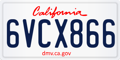 CA license plate 6VCX866