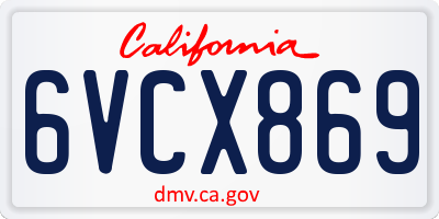 CA license plate 6VCX869