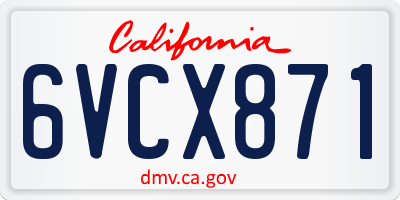 CA license plate 6VCX871