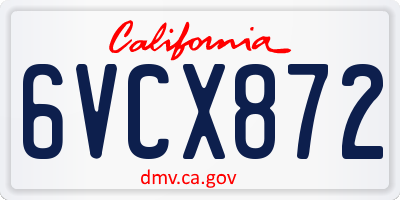 CA license plate 6VCX872