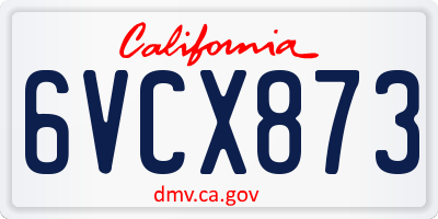 CA license plate 6VCX873