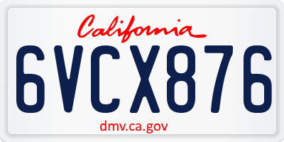 CA license plate 6VCX876