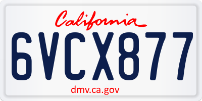 CA license plate 6VCX877