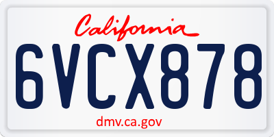 CA license plate 6VCX878