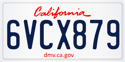 CA license plate 6VCX879