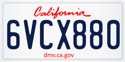 CA license plate 6VCX880