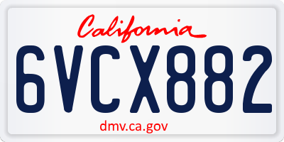CA license plate 6VCX882