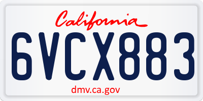 CA license plate 6VCX883
