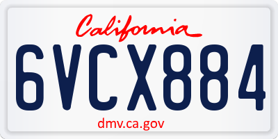 CA license plate 6VCX884
