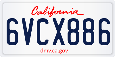 CA license plate 6VCX886