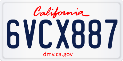 CA license plate 6VCX887