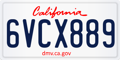 CA license plate 6VCX889