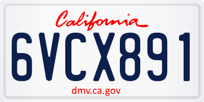 CA license plate 6VCX891