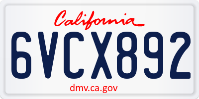 CA license plate 6VCX892