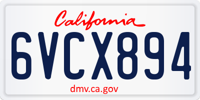 CA license plate 6VCX894