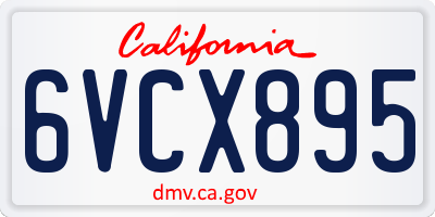 CA license plate 6VCX895
