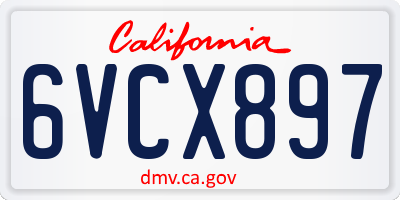 CA license plate 6VCX897
