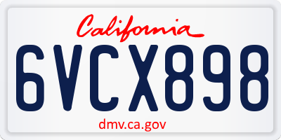 CA license plate 6VCX898