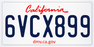 CA license plate 6VCX899