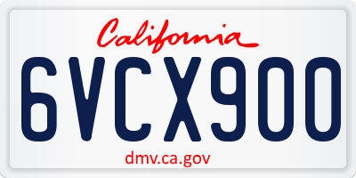 CA license plate 6VCX900