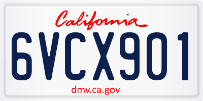 CA license plate 6VCX901