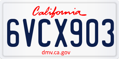 CA license plate 6VCX903