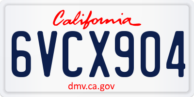 CA license plate 6VCX904