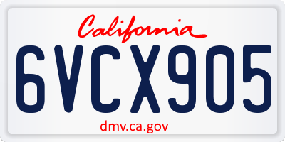CA license plate 6VCX905