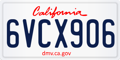 CA license plate 6VCX906