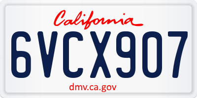 CA license plate 6VCX907