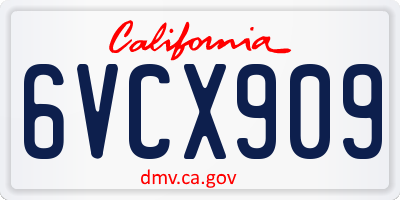 CA license plate 6VCX909