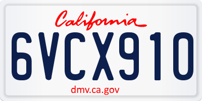 CA license plate 6VCX910