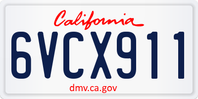 CA license plate 6VCX911