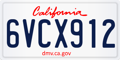 CA license plate 6VCX912