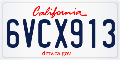 CA license plate 6VCX913