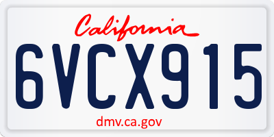 CA license plate 6VCX915