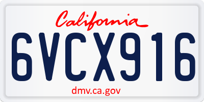 CA license plate 6VCX916