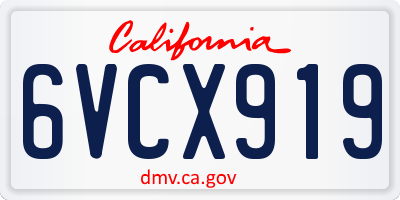 CA license plate 6VCX919