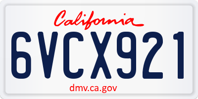CA license plate 6VCX921