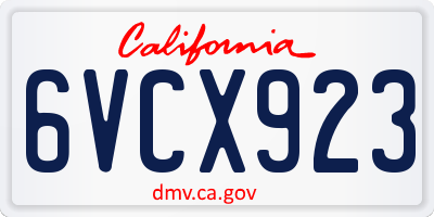 CA license plate 6VCX923