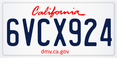 CA license plate 6VCX924