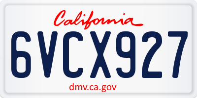 CA license plate 6VCX927