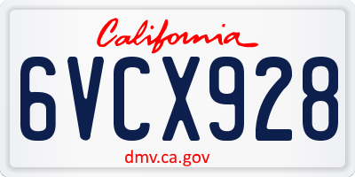 CA license plate 6VCX928