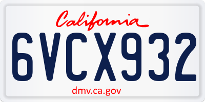 CA license plate 6VCX932