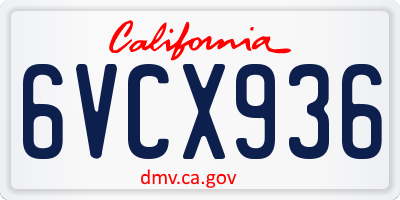 CA license plate 6VCX936