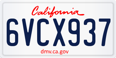 CA license plate 6VCX937