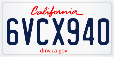 CA license plate 6VCX940