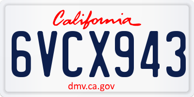 CA license plate 6VCX943