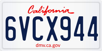 CA license plate 6VCX944